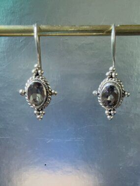 Smokey Quartz Semi-Precious Gemstone Sterling Silver Dangle Drop Earrings
